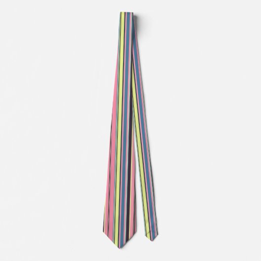 Cravate Motif pourpre bleu jaune rose de rayure verticale (Devant)