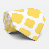Cravate Motif Quatrefoil jaune citron et blanc (Roulé)