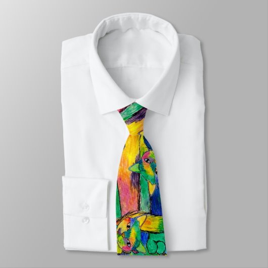 Cravate Motif Rainbow Cat (Attaché)