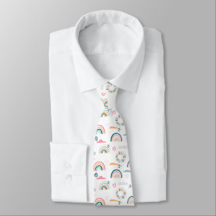 Cravate Motif Rainbows & Hearts