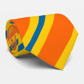 Cravate Motif rayé bleu, orange et jaune gras (Roulé)