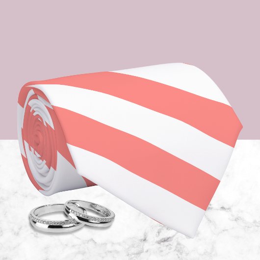 Cravate Motif rayé corail blanc élégant