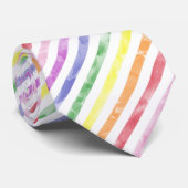 Cravate Motif rayé d'aquarelle d'arc-en-ciel (Roulé)