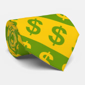 Cravate Motif rayé de symboles dollar verts et jaunes (Roulé)