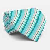 Cravate Motif rayé diagonal orange de pêche verte (Roulé)