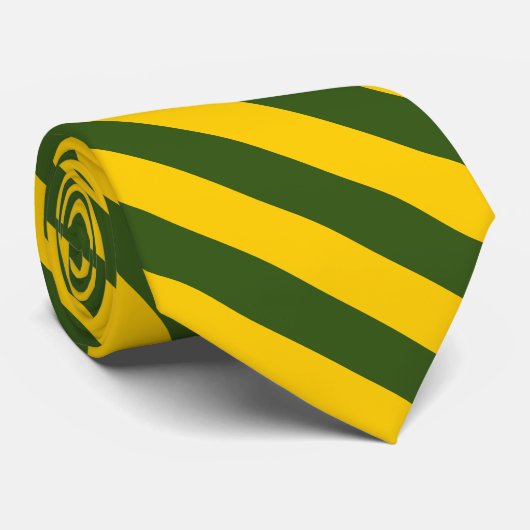 Cravate motif rayé jaune et vert foncé (Roulé)