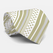 Cravate Motif rayé olive avec étoiles (Roulé)