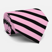 Cravate motif rayé rose et noir (Roulé)