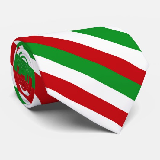 Cravate Motif rayé rouge, blanc, vert (Roulé)