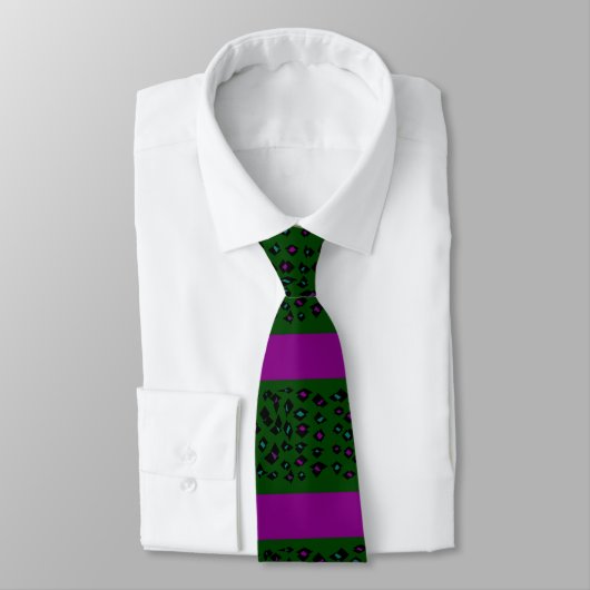 Cravate Motif rayé violet et vert (Attaché)