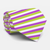 Cravate Motif rayé violet et vert citron vibrant (Roulé)