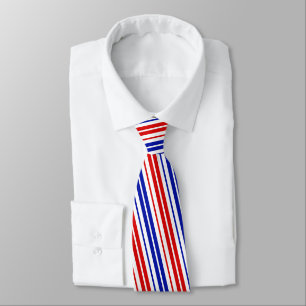 Cravate Motif rayures blanches rouges bleues  