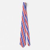Cravate Motif rayures blanches rouges bleues (Devant)