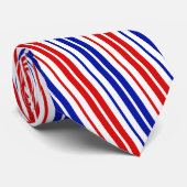 Cravate Motif rayures blanches rouges bleues (Roulé)