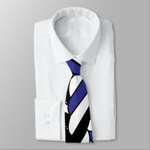 Cravate Motif Rayures Cordes Noir Blanc Bleu