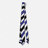 Cravate Motif Rayures Cordes Noir Blanc Bleu (Devant)