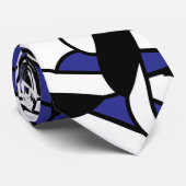 Cravate Motif Rayures Cordes Noir Blanc Bleu (Roulé)
