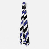 Cravate Motif Rayures Cordes Noir Blanc Bleu (Dos)
