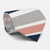 Cravate Motif rayures côtier gris bleu marine rose (Roulé)