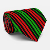 Cravate Motif rayures noir rouge vert (Roulé)