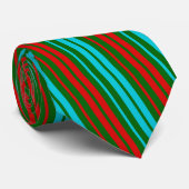 Cravate Motif rayures vert rouge bleu (Roulé)