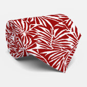 Cravate Motif Répétant à feuilles tropicales blanches et r (Roulé)