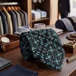 Cravate Motif Répétitif Abstrait Aquatique Ombré Sur Fond