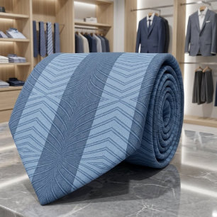 Cravate Motif Répétitif Abstrait Bleu Tendance Curvy