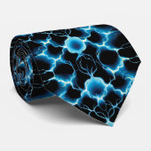 Cravate Motif répétitif de synthèse électrique bleue (Roulé)
