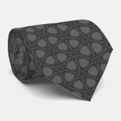 Cravate Motif Réticulé Orné dans des Teintes de Gris (Roulé)