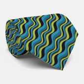 Cravate Motif Retro Blue Green Sea Waves (Roulé)