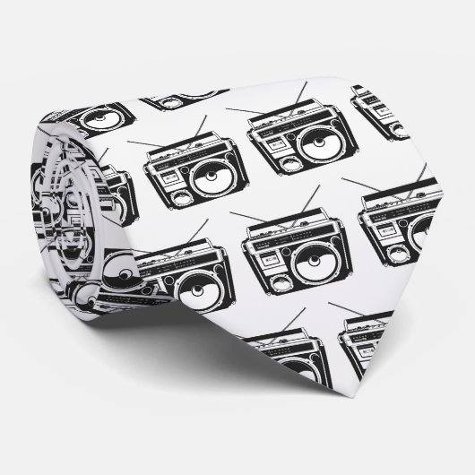 Cravate Motif Rétro Boombox 80s (Roulé)