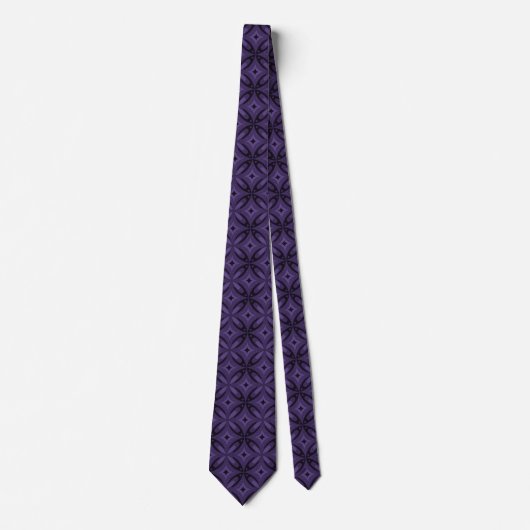 Cravate Motif Rétro de Couleur Violet Foncé (Devant)