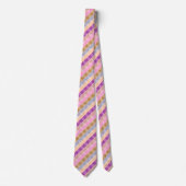 Cravate Motif rétro géométrique rayé multicolore (Devant)