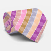 Cravate Motif rétro géométrique rayé multicolore (Roulé)