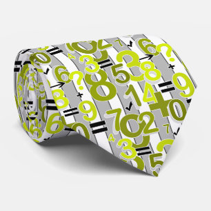 Cravate Motif rétro lumineux arithmétique mathématique col