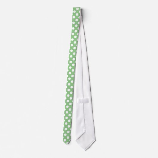 Cravate Motif rétro pois blanc vert (Dos)