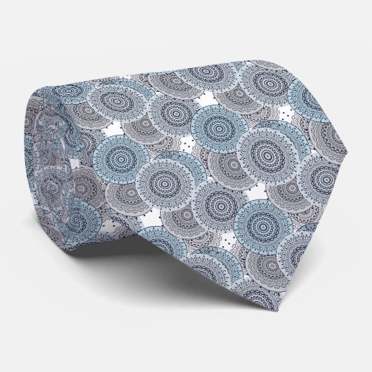 Cravate Motif rétro, rétro, bleu et gris, col élégant (Roulé)