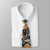 Cravate Motif rétro simple - Noir et orange (Attaché)