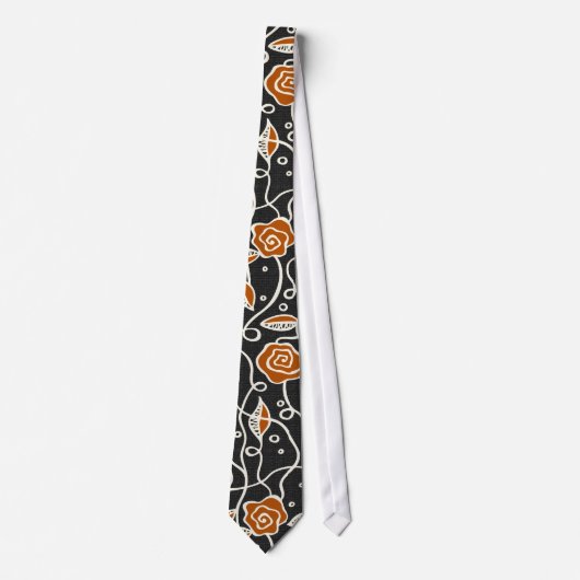 Cravate Motif rétro simple - Noir et orange (Devant)