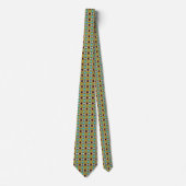 Cravate Motif rétro tendance en jaune, bleu, marron, blanc (Devant)