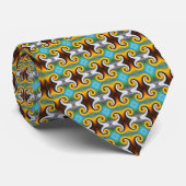 Cravate Motif rétro tendance en jaune, bleu, marron, blanc (Roulé)