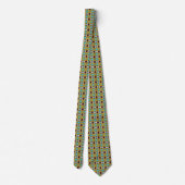 Cravate Motif rétro tendance en jaune, bleu, marron, blanc (Dos)