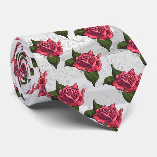 Cravate Motif rose (Roulé)