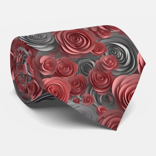 Cravate motif rose 3d (Roulé)