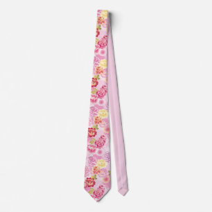 Cravate Motif rose Chrysanthemum Peony