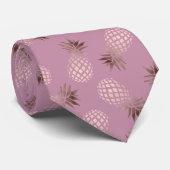 Cravate Motif rose élégant et mignon d'ananas d'or (Roulé)
