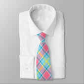 Cravate Motif rose et bleu de plaid (Attaché)