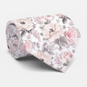 Cravate Motif rose et gris classique (Roulé)