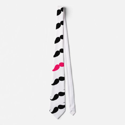Cravate Motif rose et noir Girly drôle de moustache (Devant)